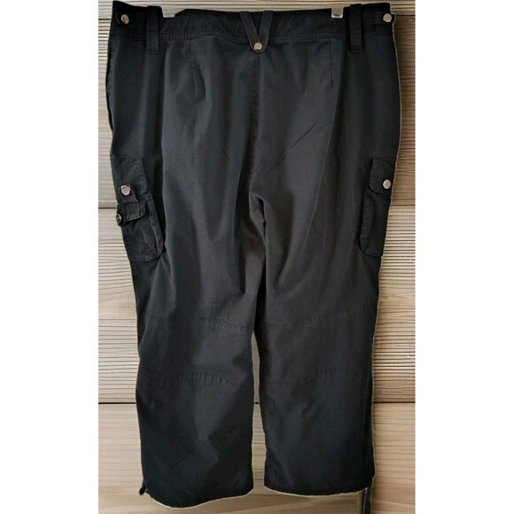 L-RL Lauren Active Cargo Pants Women's Size 16 Black Snap Closure & Pockets - Picture 7 of 16